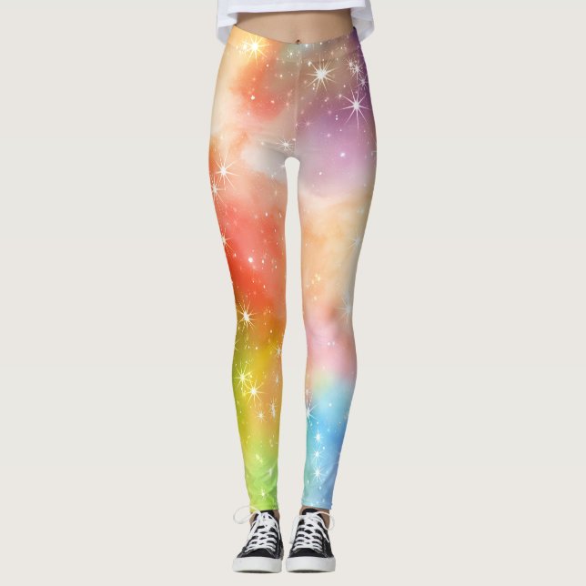 Leggings Galaxie Étincelle Arc-en-Ciel (Devant)