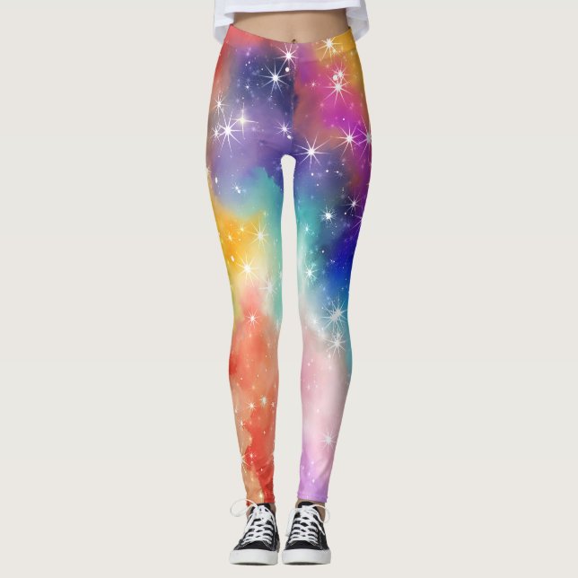 Leggings Galaxie Étincelle Arc-en-Ciel (Devant)