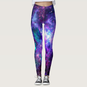 Leggings Galaxie Fantastique Espace Cosmique Violet Turquoi
