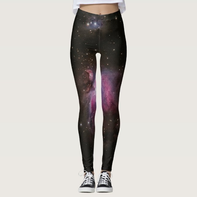 Leggings Galaxie noire et violette (Devant)