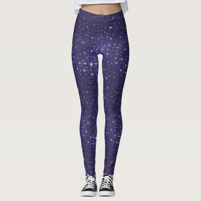 Leggings Galaxie Univers Cosmos Espace Moderne Étoiles Viol (Devant)