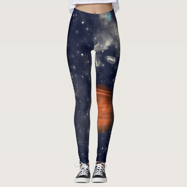 Leggings Galaxies avec étoiles et planètes dans l'espace (Devant)