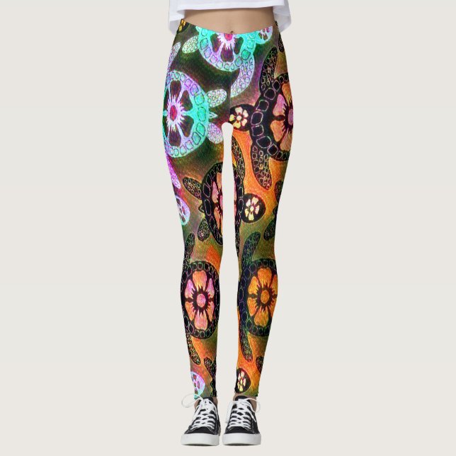 Leggings Galaxy branché Nebula Hawaiian Sea Turtle Dance (Devant)