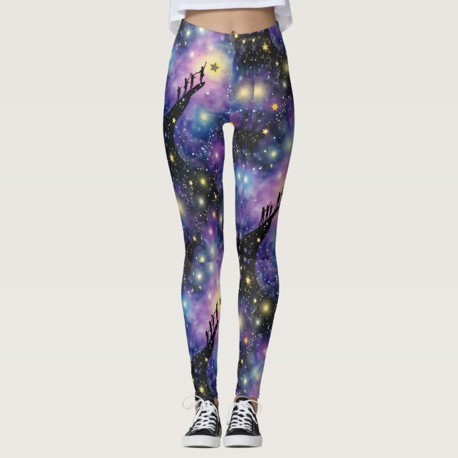 Leggings Galaxy Night Sky Motif sans couture (Devant)