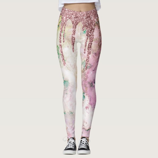 Leggings Galaxy Rose Gold Parties scintillant Drives Design (Devant)