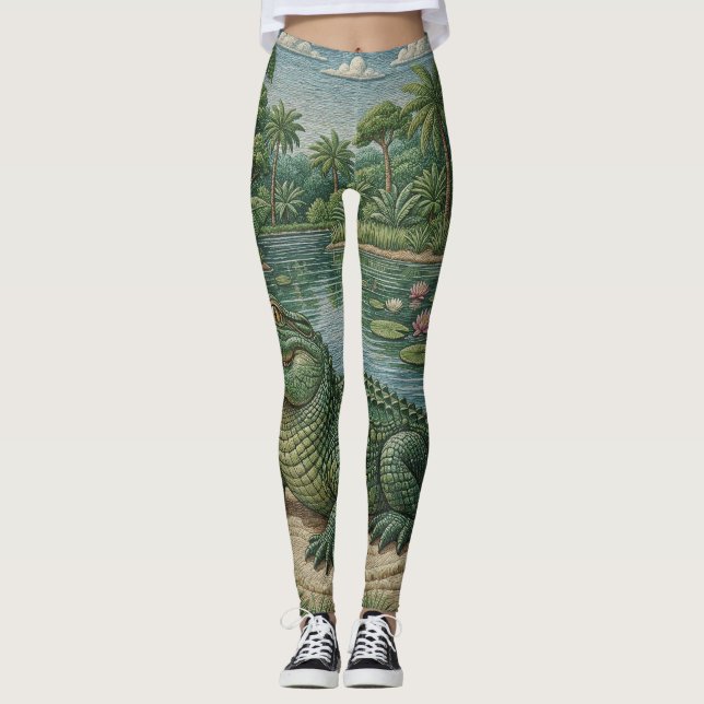 Leggings Gardien des zones humides : Crocodile brodé (Devant)