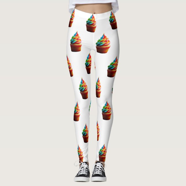 Leggings Gâteau cupcake arc-en-ciel étourdissant de Slipper (Devant)