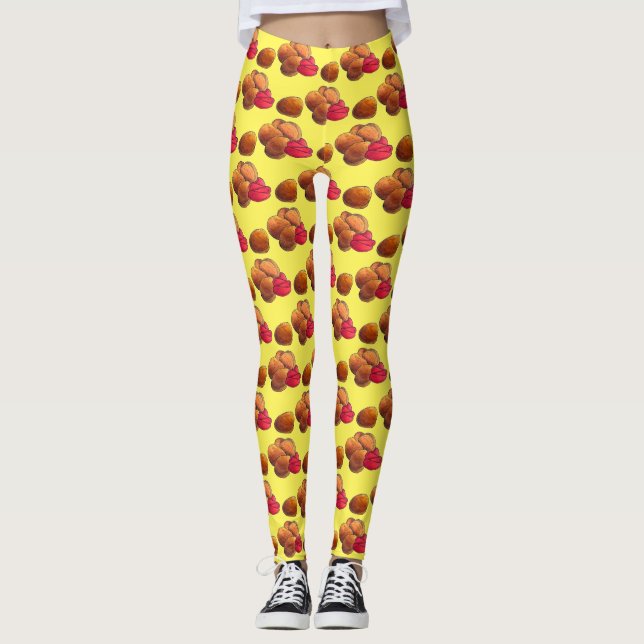Leggings Gâteaux de poulet avec Ketchup Junk Food Foody (Devant)