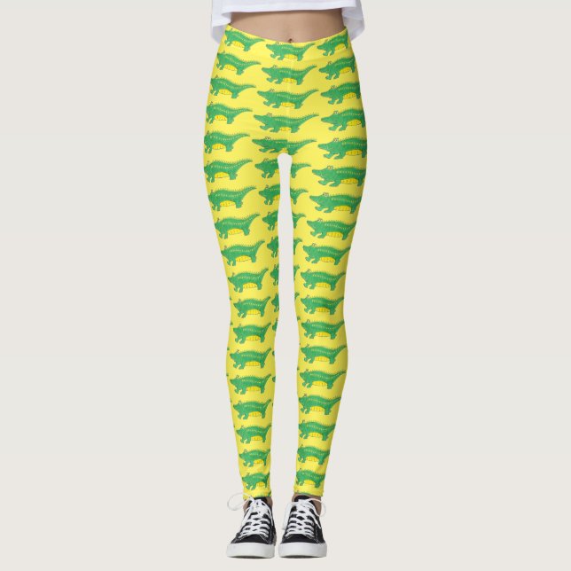 Leggings Gator vert jaune Alligator Crocodile Croc Animal (Devant)
