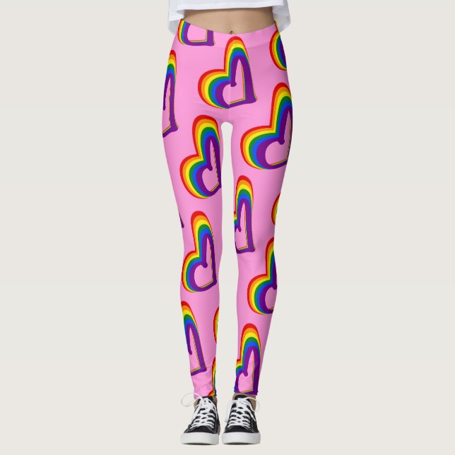 Leggings Gay pride mignon de motif de coeurs de drapeau (Devant)