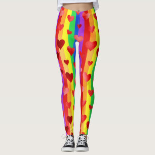 Leggings Gay pride Valentine Coeurs et rayures arc-en-ciel
