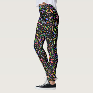 Leggings Gemmes Diamantes Multicolores sur Noir