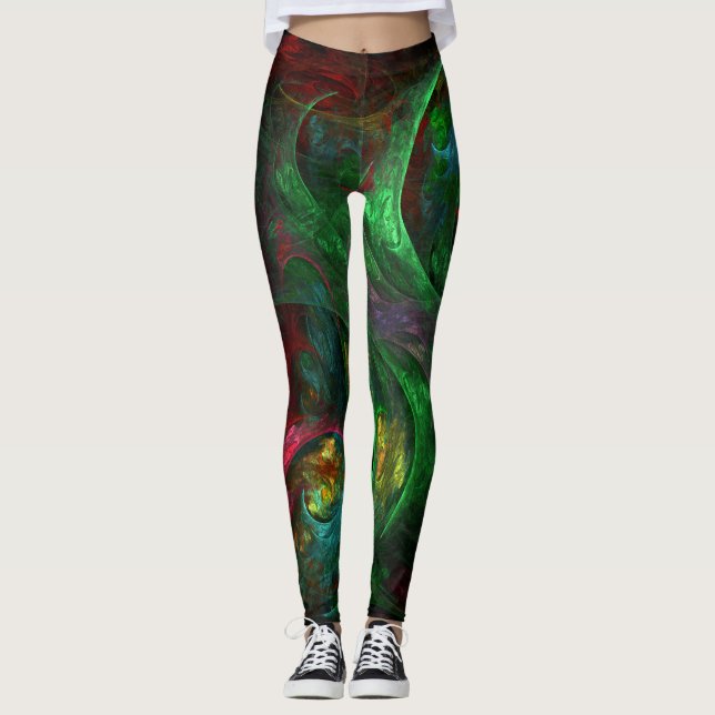 Leggings Genesis Green Art Abstrait (Devant)