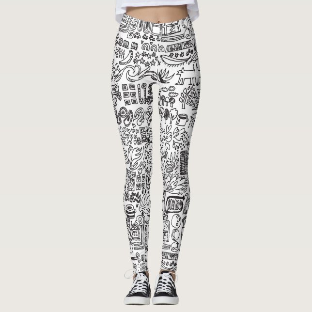 Leggings Geo design abstrait motif. (Devant)