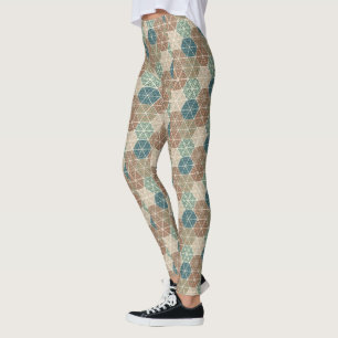 Leggings Geo extérieur XI motif tribal bleu et vert de