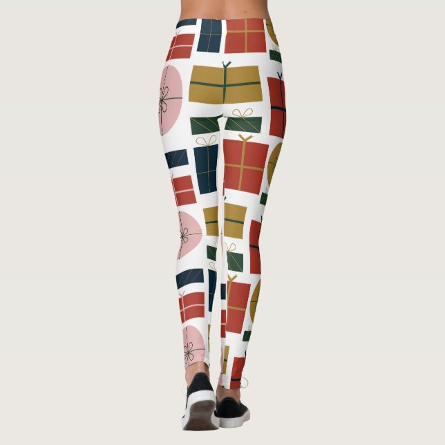 Leggings Geo rouge vert rose personnalisé à Noël (Dos)