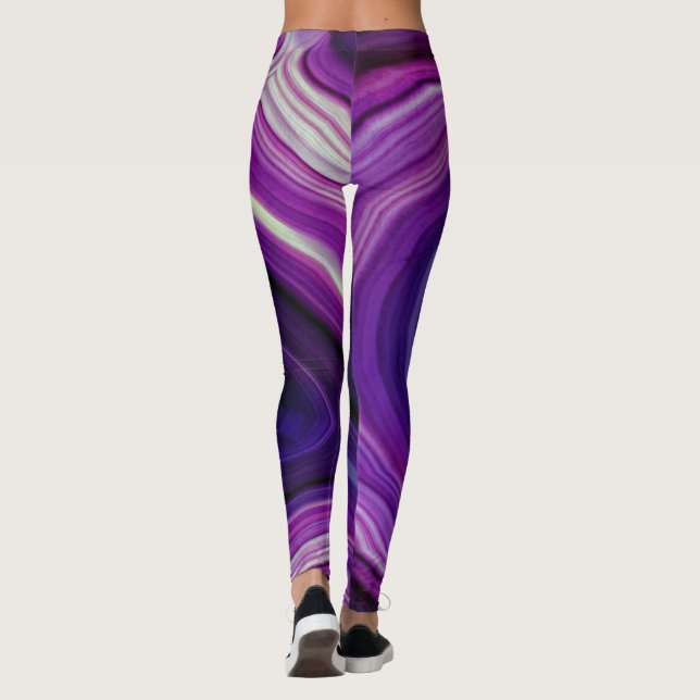 Leggings Géode Violet Tourbillonnant Tombé (Dos)