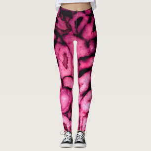 Leggings Géodes d'âge à quartz rose motif abstrait