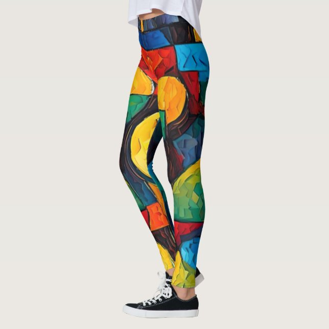Leggings Géométrie de rêves vibrants – Art abstrait moderne (Gauche)