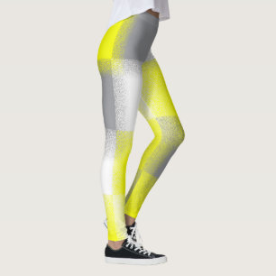 Leggings Géométrie funky Art Abstrait gris jaune blanc