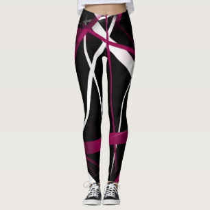 Leggings Géométrie Urbaine Noir Blanc Magenta-Rose