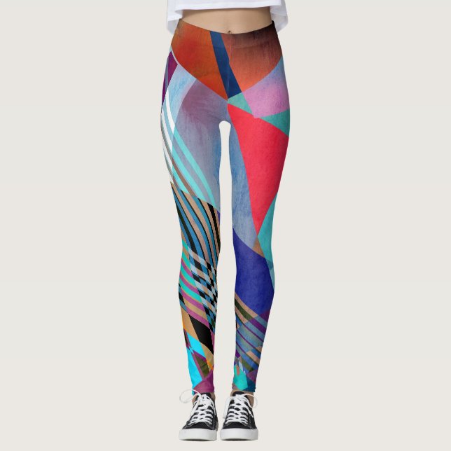 Leggings Géométrie vive : Arrière - plan Abstrait coloré (Devant)