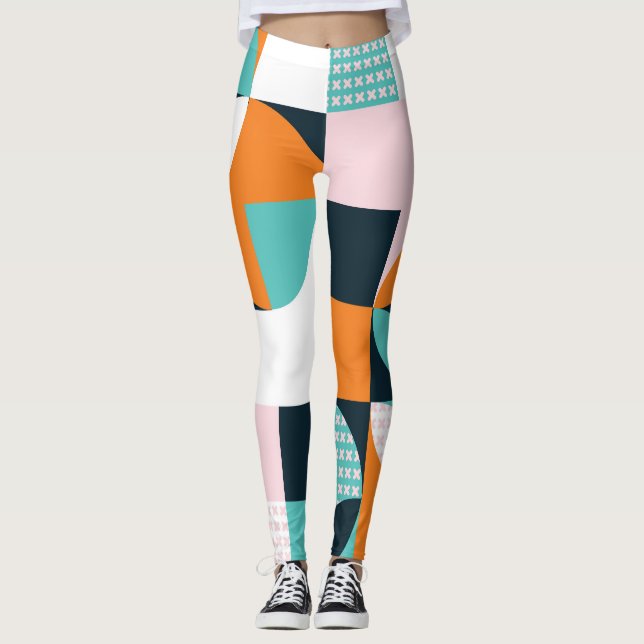 Leggings Géométrique Abstraite : Effet 3D coloré. (Devant)