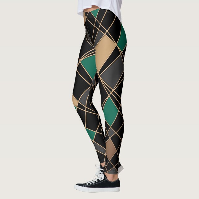 Leggings Géométrique, abstraite, noire (Gauche)