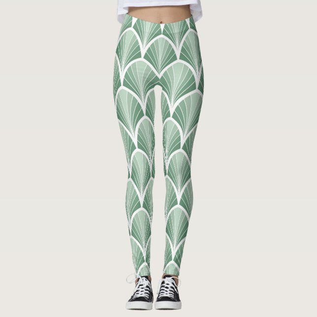 Leggings Géométrique Classique : Style Art Déco Sans Couleu (Devant)
