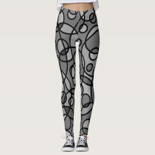 Leggings Géométrique gris de rétro noir de guêtres