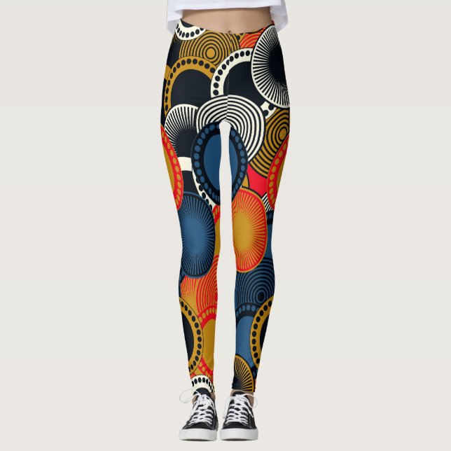 Leggings Géométrique rétro : Cercles d'or Harmonie (Devant)