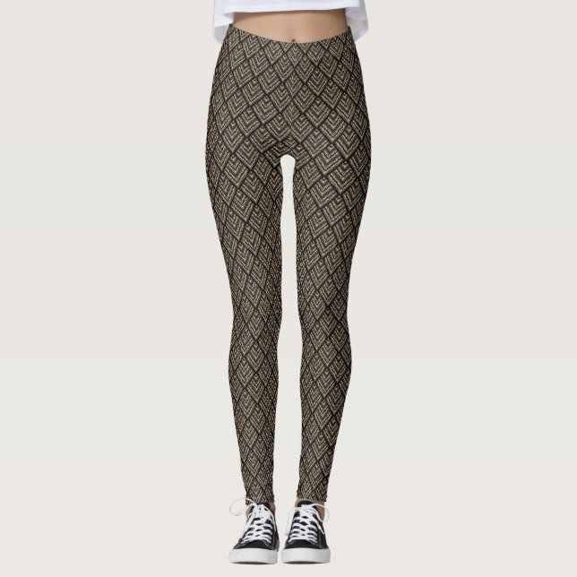 Leggings géométriques Brown pour femmes (Devant)