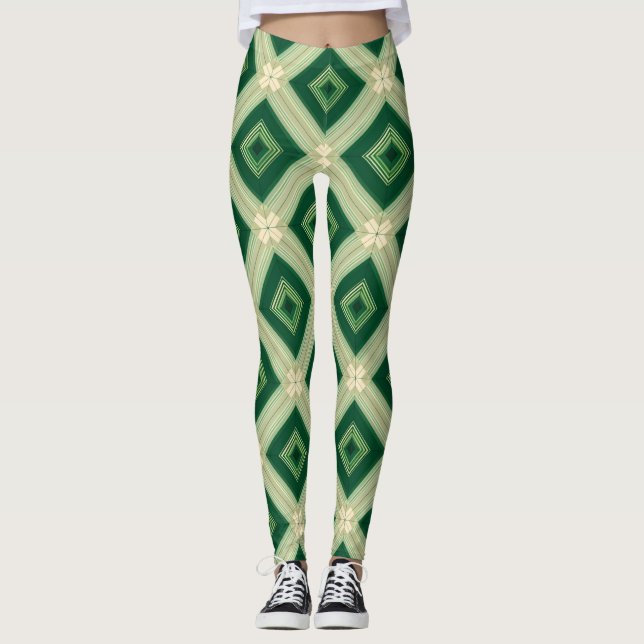 Leggings géométriques émeraude pour femmes (Devant)