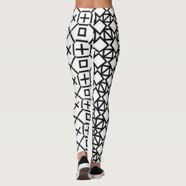 Leggings géométriques noirs et blancs (Dos)