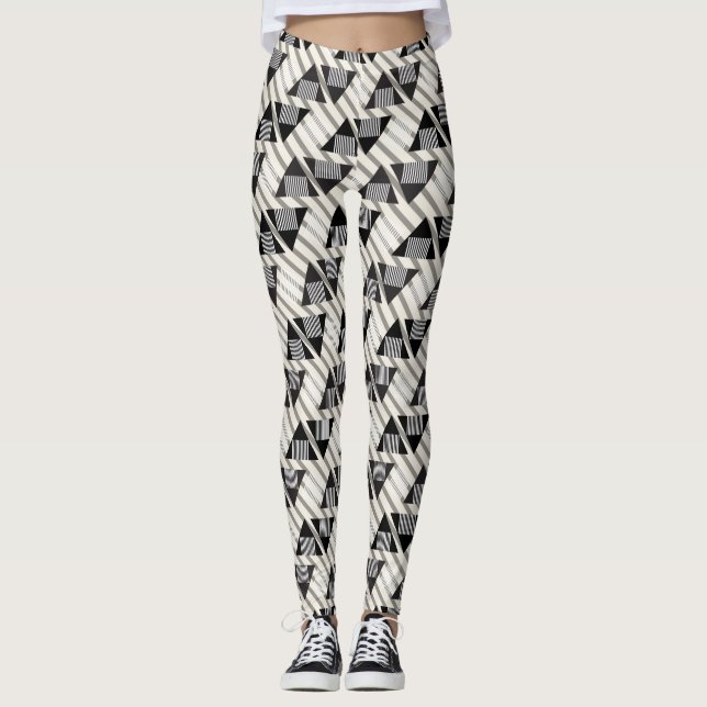 Leggings géométriques pour femmes noir/or (Devant)