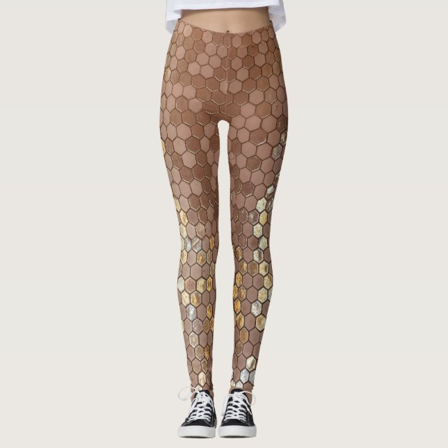 Leggings géométriques roses (Devant)