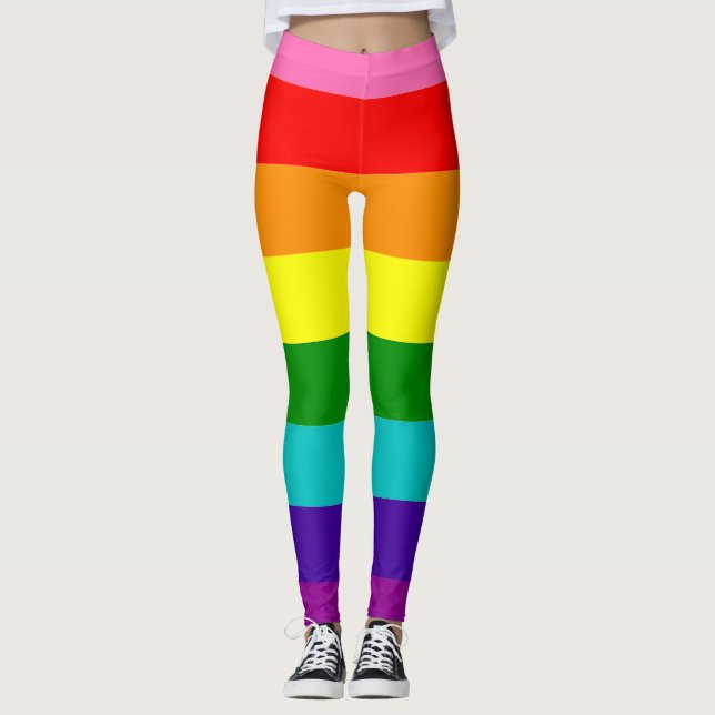 Leggings Gilbert Baker Pride drapeau arc-en-ciel strié LGBT (Devant)
