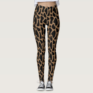 Leggings Giraffe Impression Mode Dames Noir et Mocha