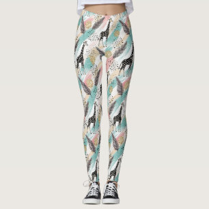 Leggings Giraffe Whimsical Polka Dot Motif - Pastel