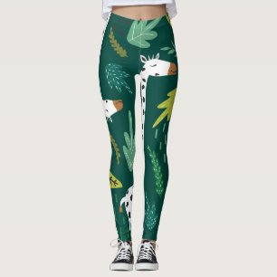 Leggings Giraffes colorées : Motif animal décoratif.
