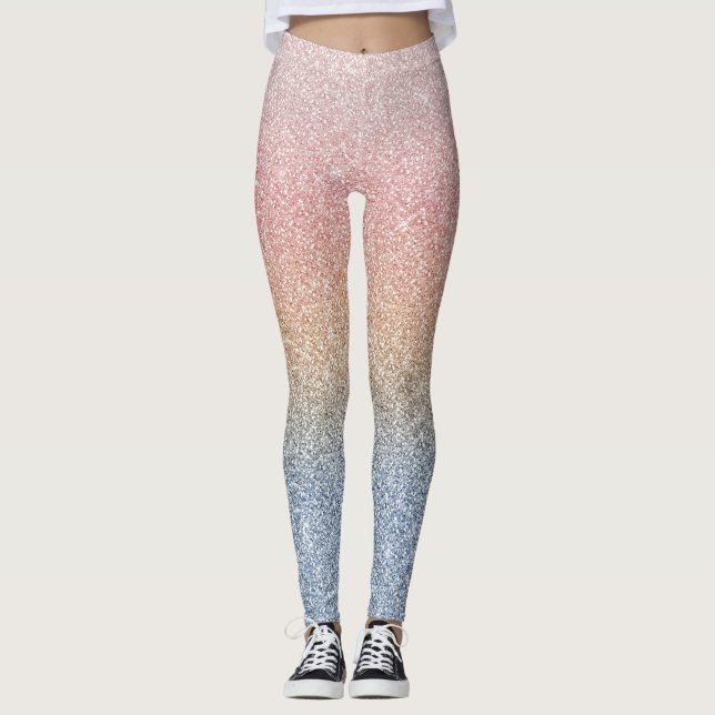 Leggings Girly Blush Rose Gold Blue ombre (Devant)