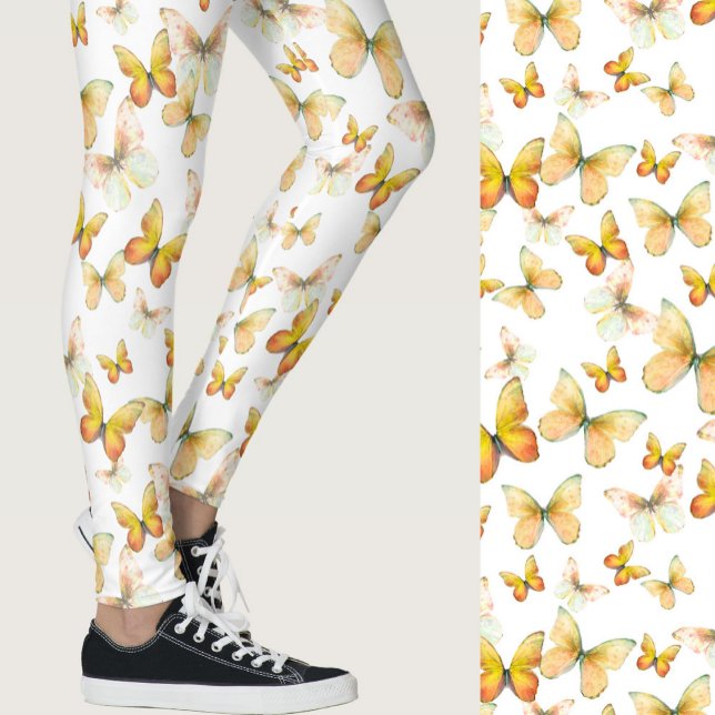 Leggings Girly orange butterfly whimsical patterned (Créateur téléchargé)