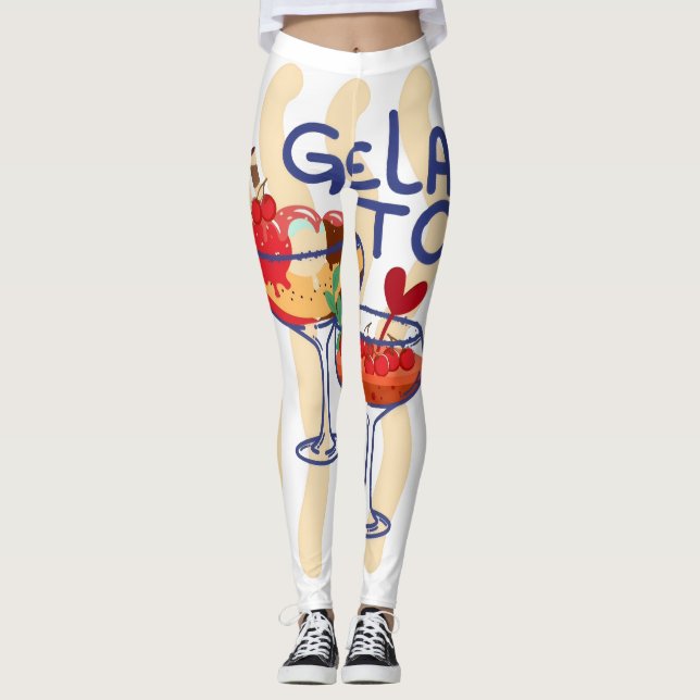 Leggings 🍦 GLACE – Graphisme Rétro Mignon de Glace (Devant)