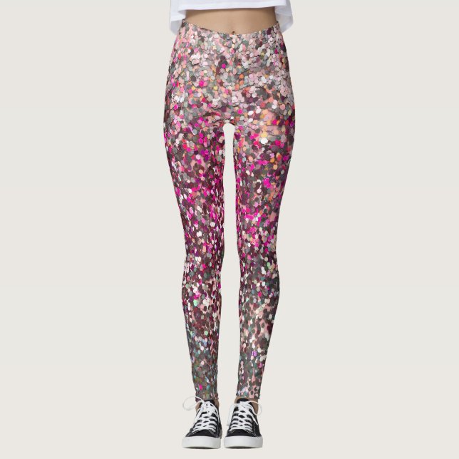 Leggings Glam de Parties scintillant en or rose Fille (Devant)