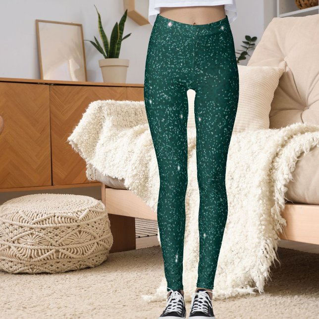 Leggings Glam Modern Green Glitter Sparkle Sport Women Gift (Créateur téléchargé)