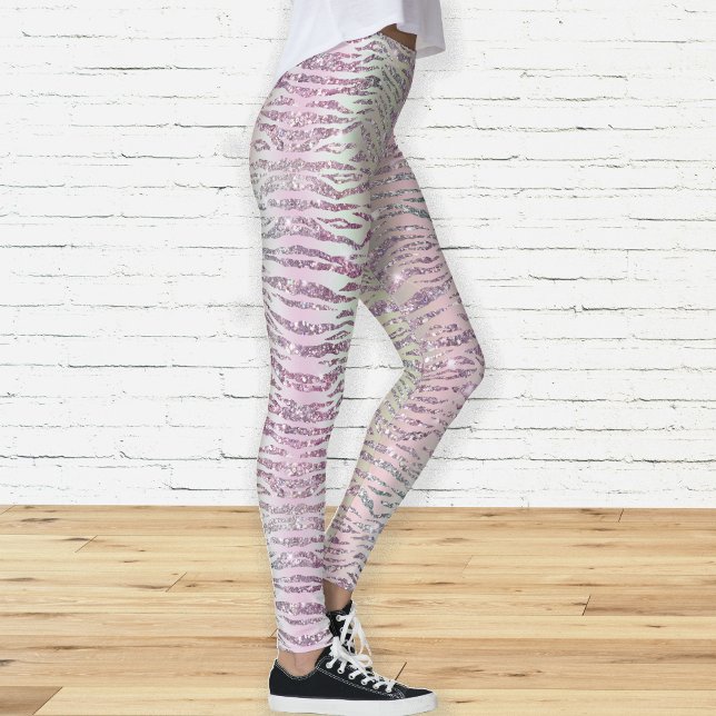 Leggings Glam Strass Rose Diamant Rayures de Tigre (Créateur téléchargé)