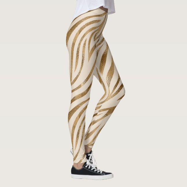 Leggings Glam Zebra Stripes Motif Safari Gold ID1151 (Droite)