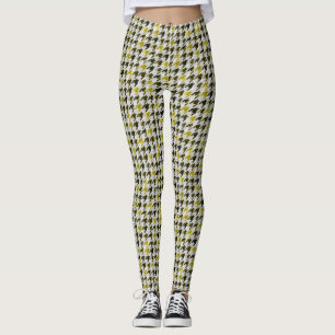 Leggings Glen Plaid. Noir et moutarde.
