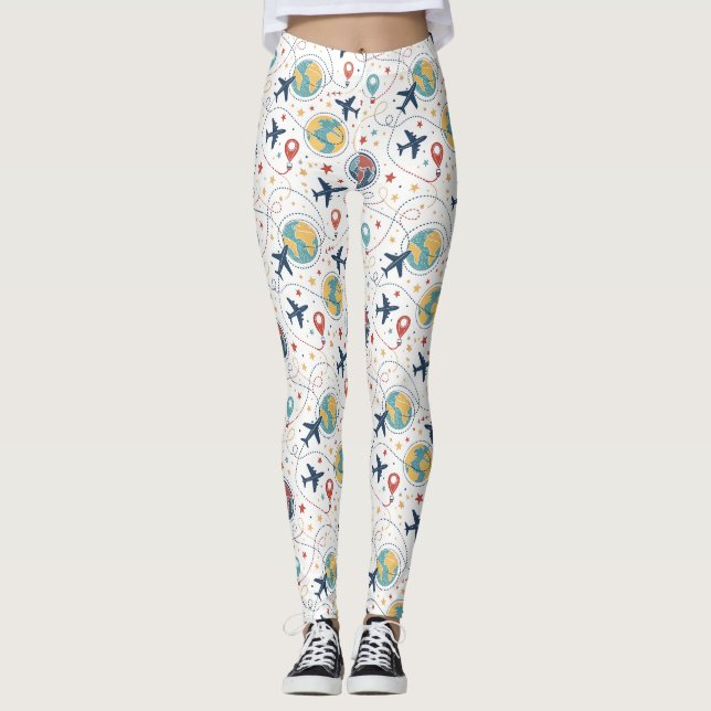 Leggings Global Travel Aviation Pattern (1) (Devant)