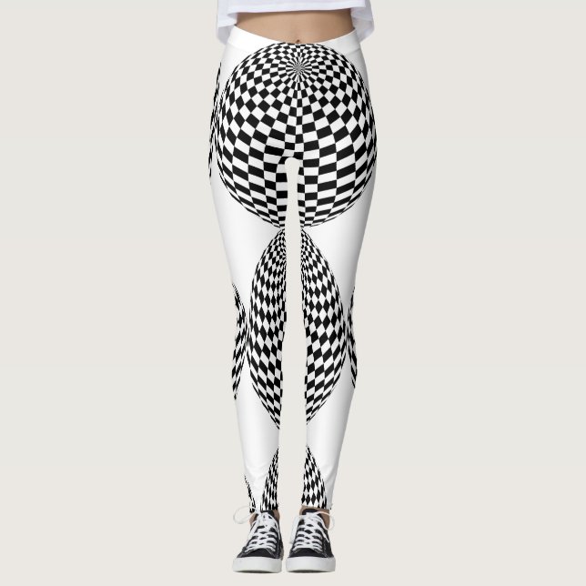 Leggings Globe À damiers noir/blanc Thunder_Cove (Devant)